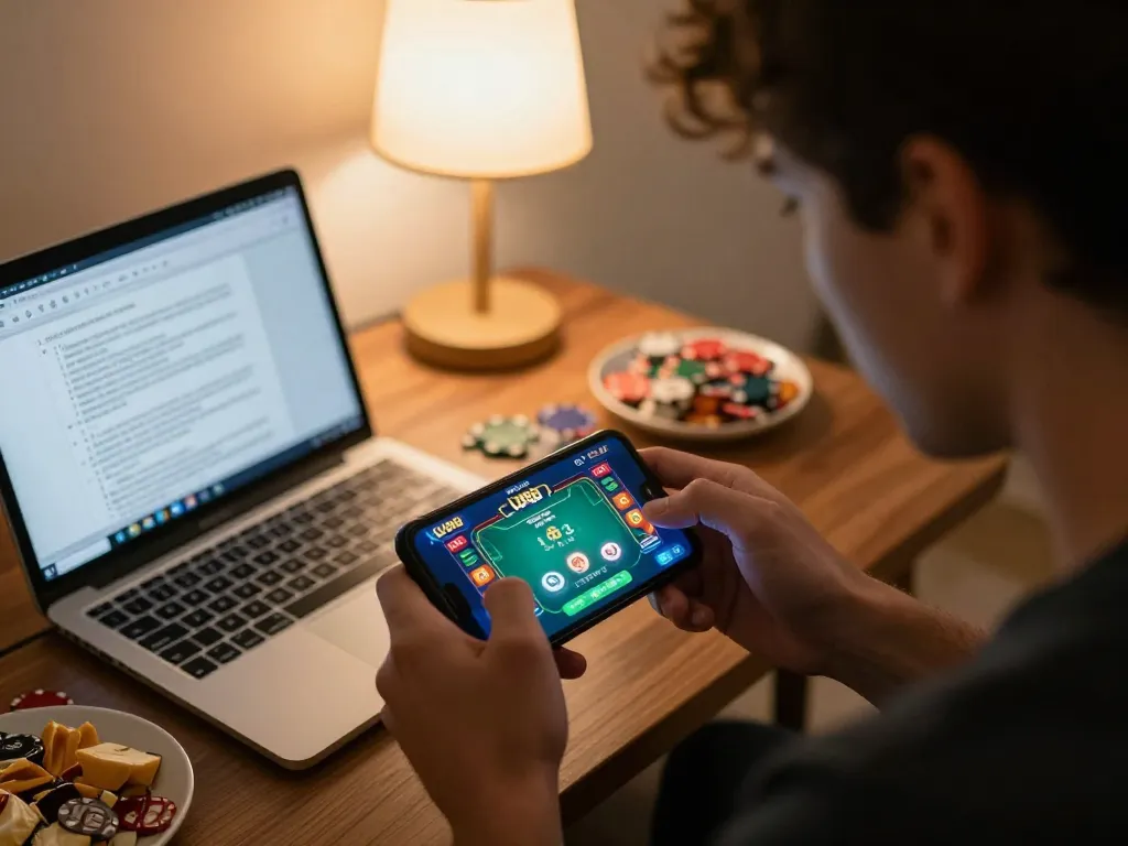 Engaged player using the uu88com casino app for a thrilling online gaming experience.