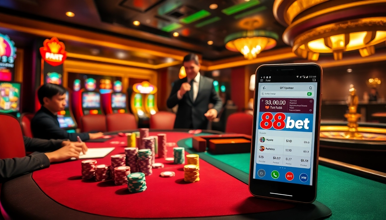 Experience engaging poker action at 88bet casino, featuring vibrant chips and dynamic gameplay.