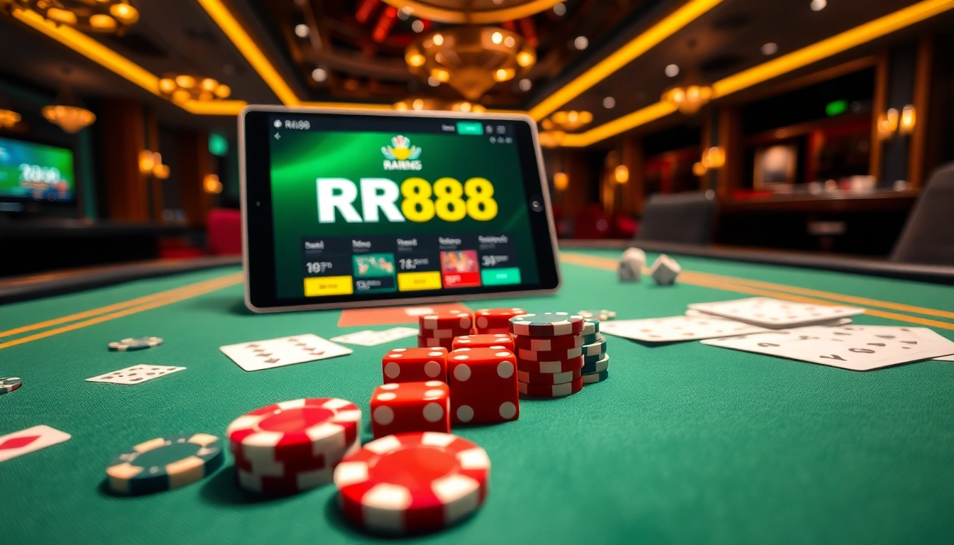 Engage with the exciting RR88 apk gaming experience on a vibrant casino table.