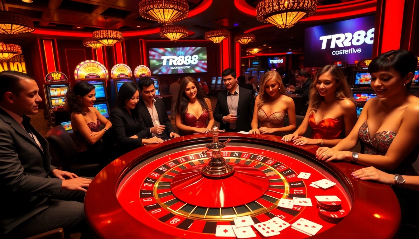 Players enjoying high-stakes games at TR88 casino, highlighting excitement and luxury.