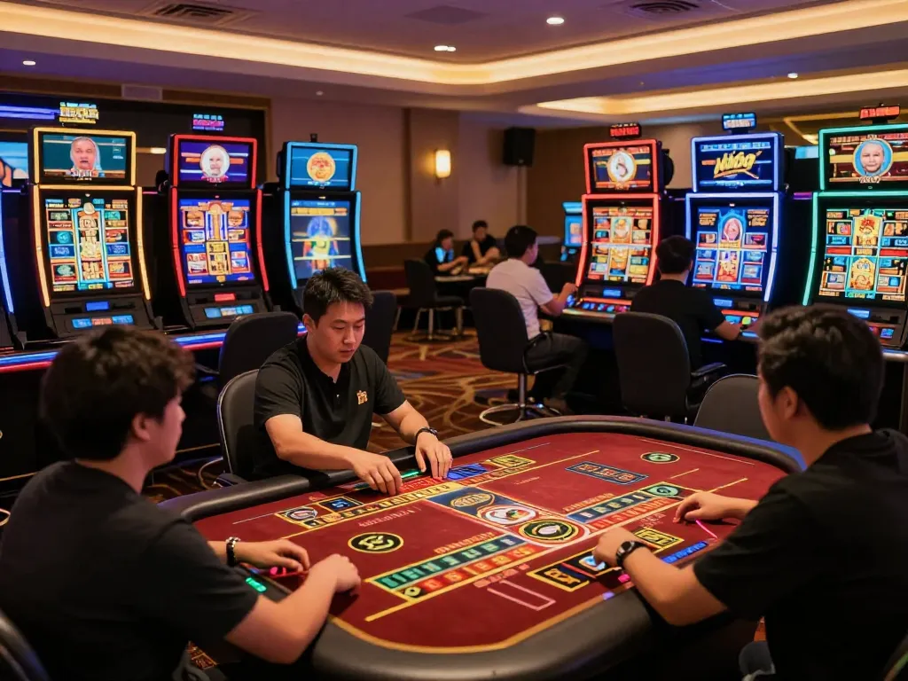 Participants enjoying live dealer games on nk88com in a vibrant virtual casino setting.
