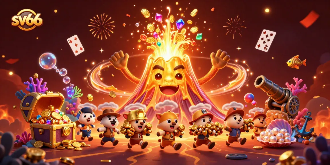 Join the excitement at sv66 as the golden volcano erupts glory with treasure and playful animals!