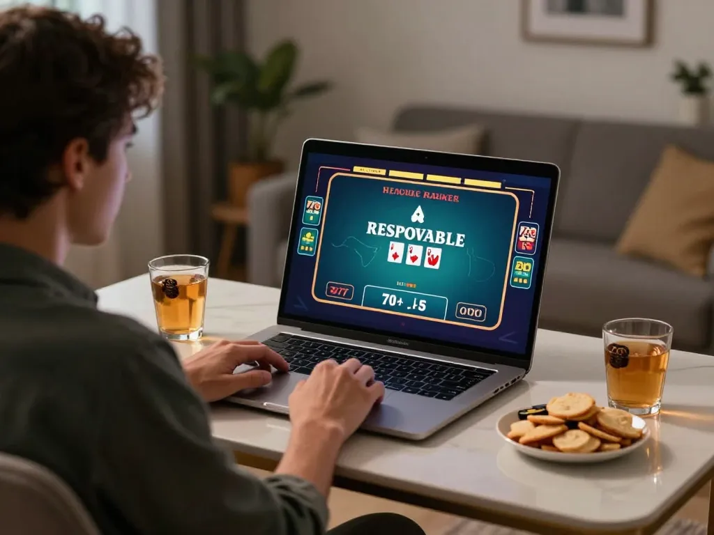 An engaged player enjoying live dealer blackjack at home on vipwin777 gaming platform.