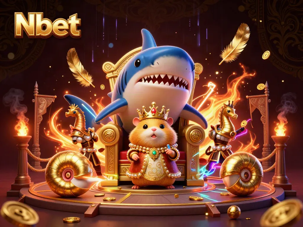Engage in thrilling Nbet gameplay with the golden hamster king and royal guards in a vibrant, dynamic arena.