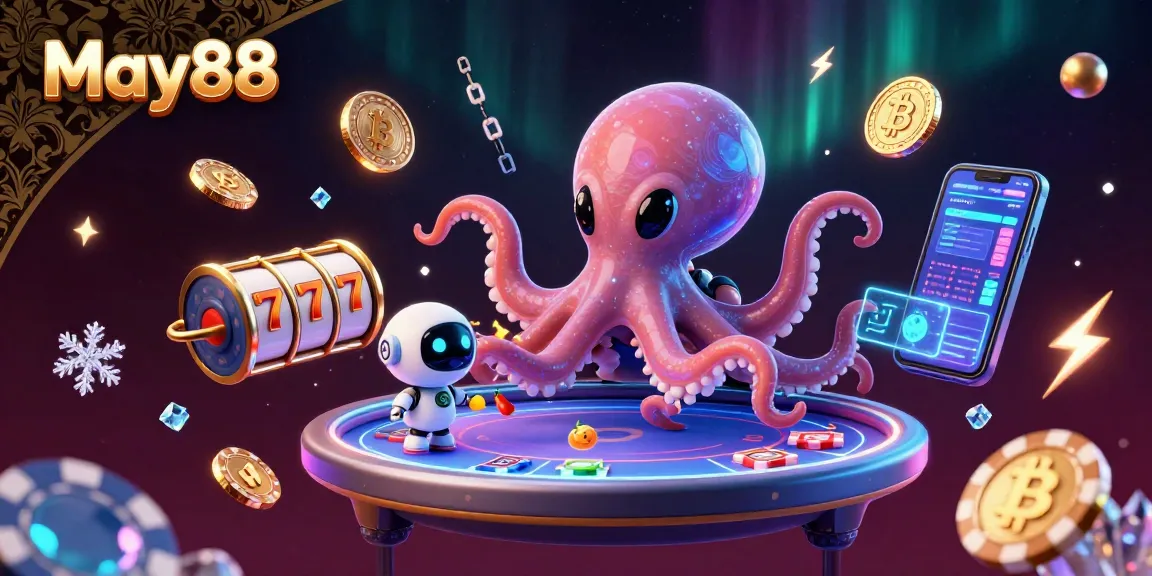 Engage with May88's thrilling alien casino games featuring vibrant floating poker elements.