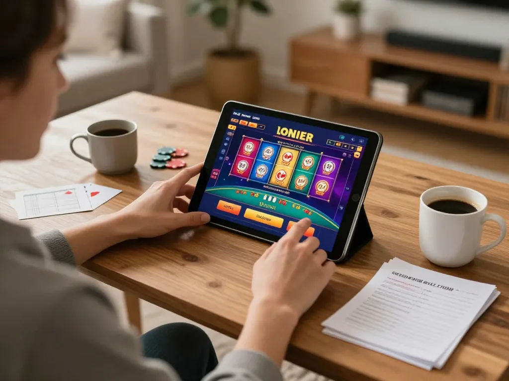 Engage in exciting gameplay at Jun88 while using a tablet at home, showcasing a cozy gaming setup.