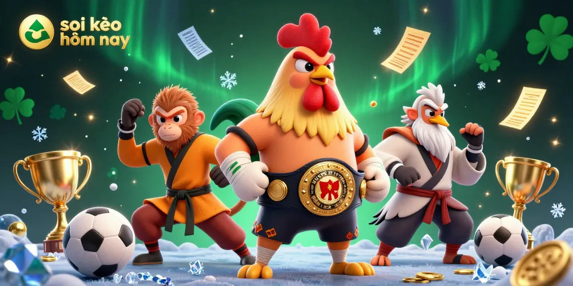 Feel the excitement of sports betting with soi kèo hôm nay, showcased by dynamic characters and betting elements.