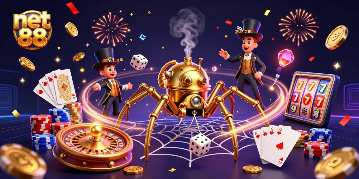Experience net 88's thrilling gameplay with vivid casino scenes and engaging characters amidst sparkling visuals.