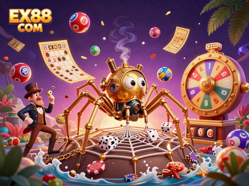 Experience EX88 COM with a dynamic scene of steampunk characters and colorful gaming elements.