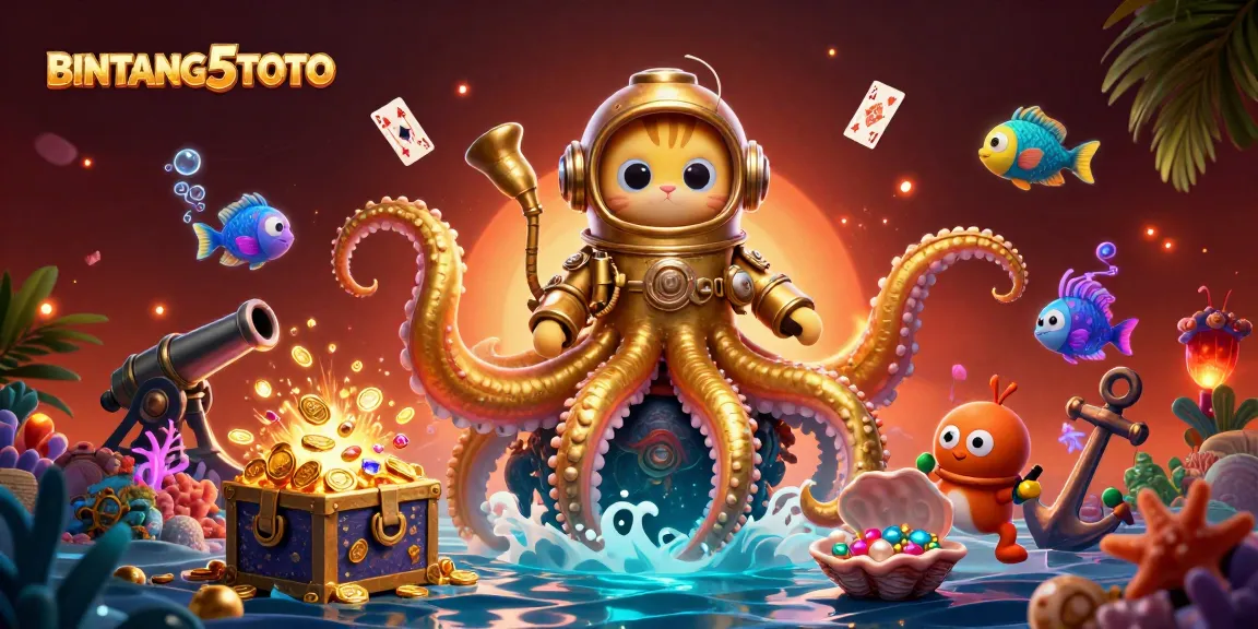 Experience thrilling wins with BINTANG5TOTO in a lively casino underwater scene.