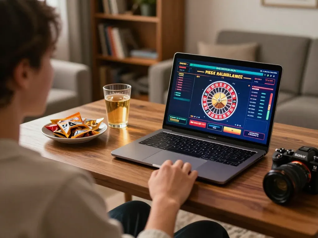 Player engaging with CM88 online roulette in a cozy home setup, showcasing strategic gameplay and enjoying a comfortable atmosphere.