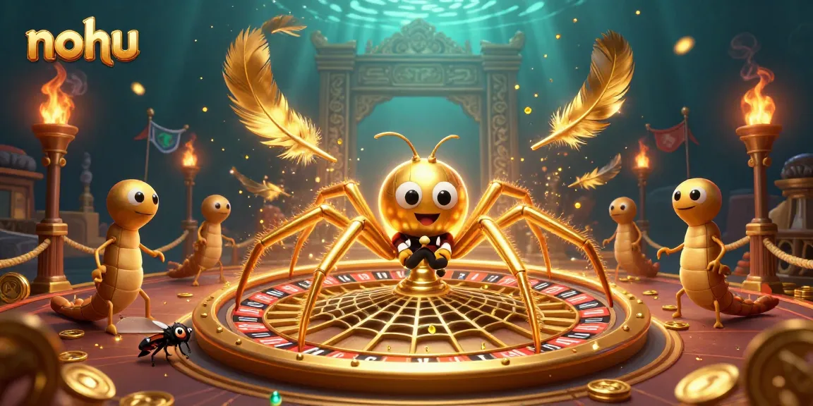 Nohuinspired interactive betting scene with a spider and centipede in casino action.