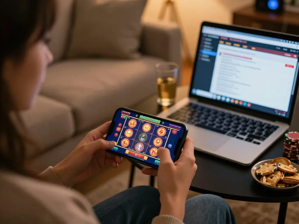 Experience thrilling gameplay on sc88seo with smartphone slot games in a cozy home setup.