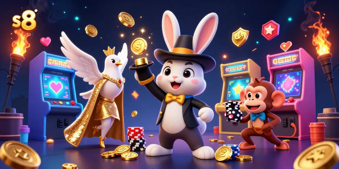 Experience thrilling wins at s 8 with vibrant gaming elements and playful characters in action.