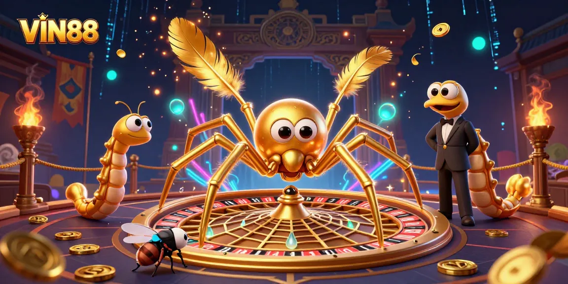 Place bets wisely at VIN88 amidst a vibrant, animated casino scene.
