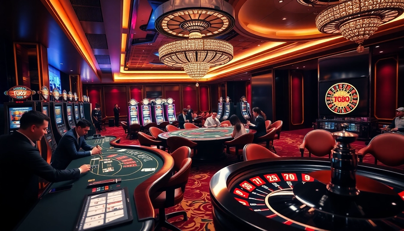 Experience high-stakes gaming at TG88 with vibrant casino tables, joyous players, and thrilling action.