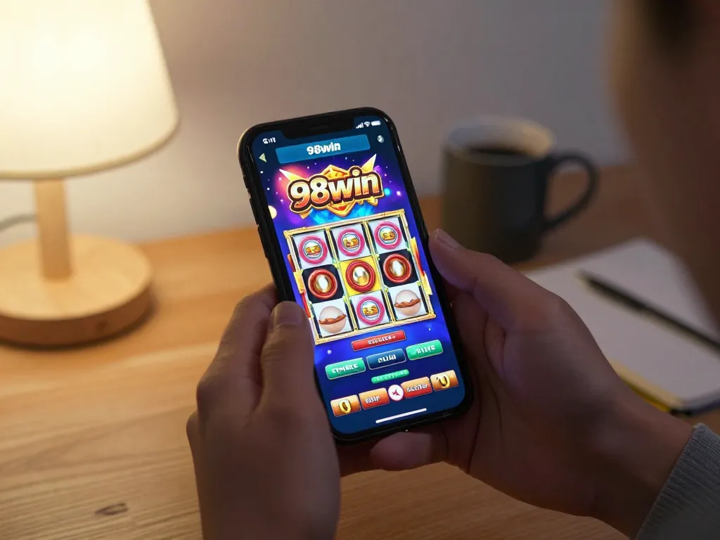 Players enjoying thrilling slot games on the 98win mobile app from the comfort of home.