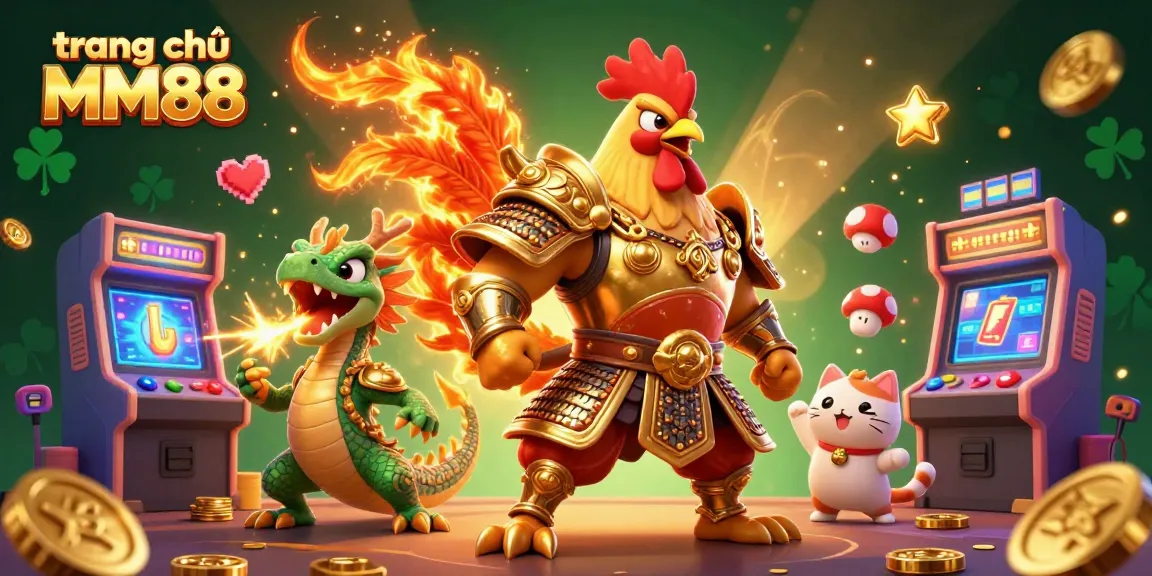 Engage with the vibrant world of trang chủ MM88, featuring animated casino characters and gaming elements.