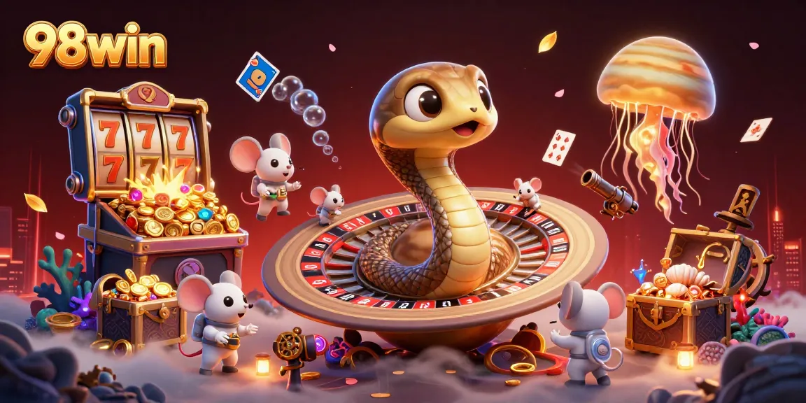 Engage in thrilling bets at 98win with cosmic characters and vibrant casino elements!