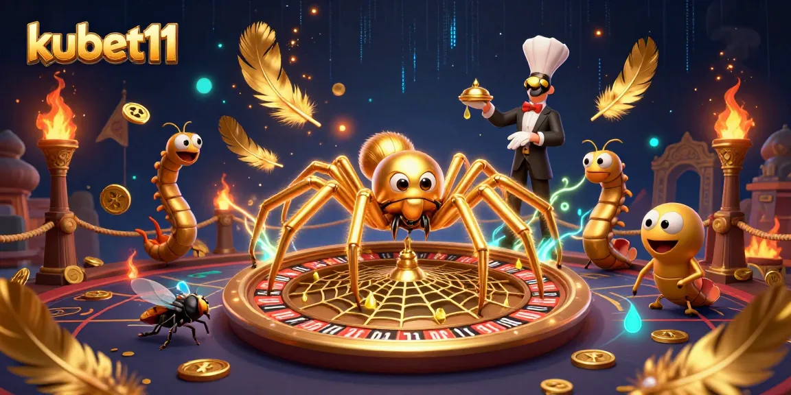 Place bets at kubet11 with a giant golden roulette wheel in an exciting casino scene.