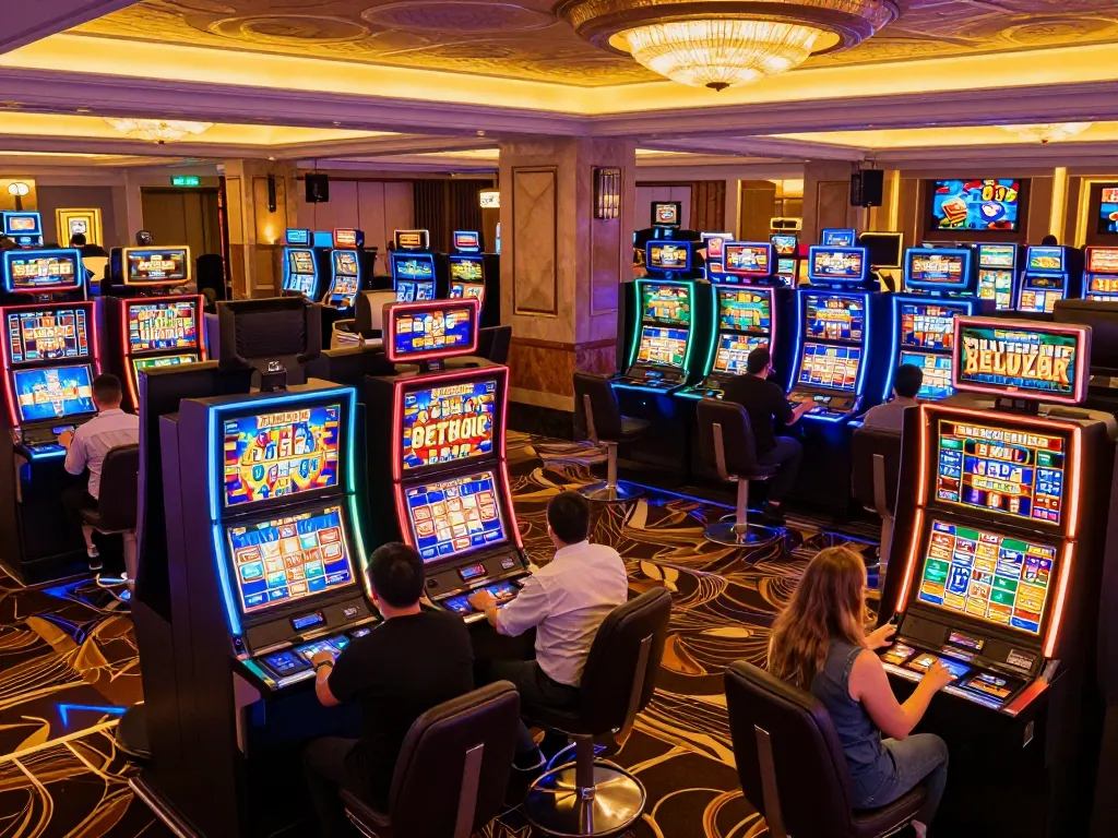 Players enjoying immersive slots experience at VVVwin casino with vibrant energy and exciting gameplay.