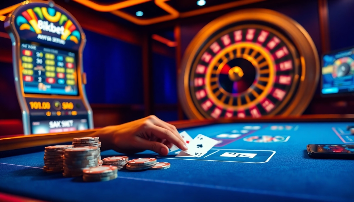 8kbet casino table hosting dynamic poker hands and glowing chips enhancing the thrilling betting action