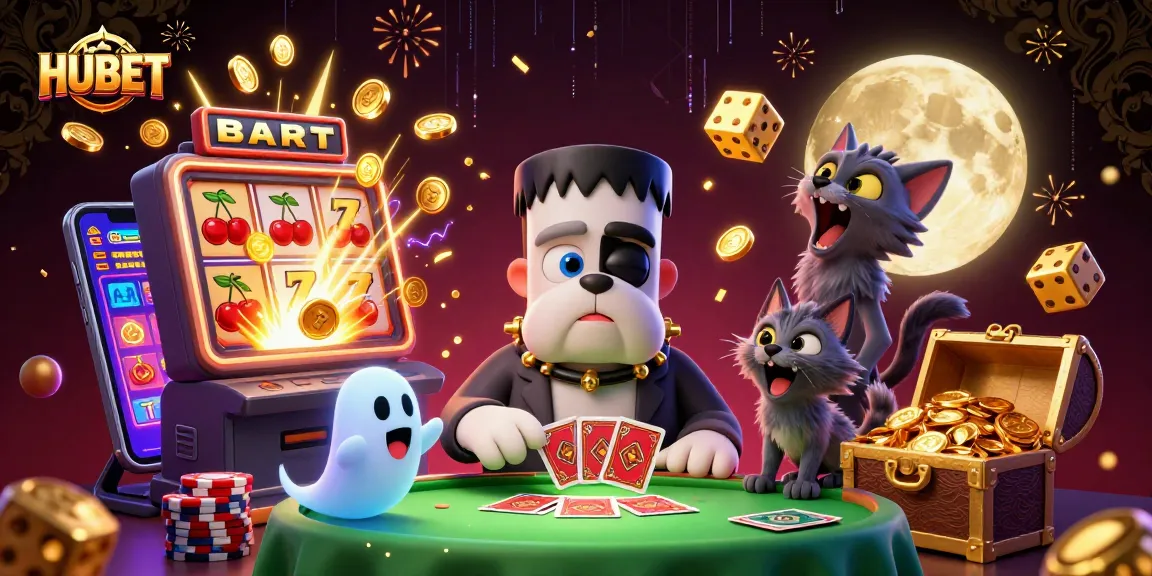 Experience thrilling gameplay at HUBET with a lively 3D casino scene featuring unique characters and gaming elements.