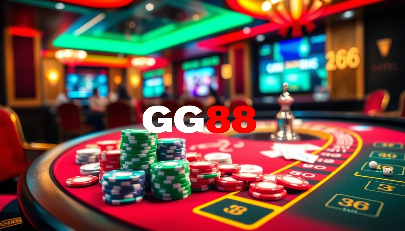 Experience the thrill of GG88 with vibrant poker chips and luxurious casino games.