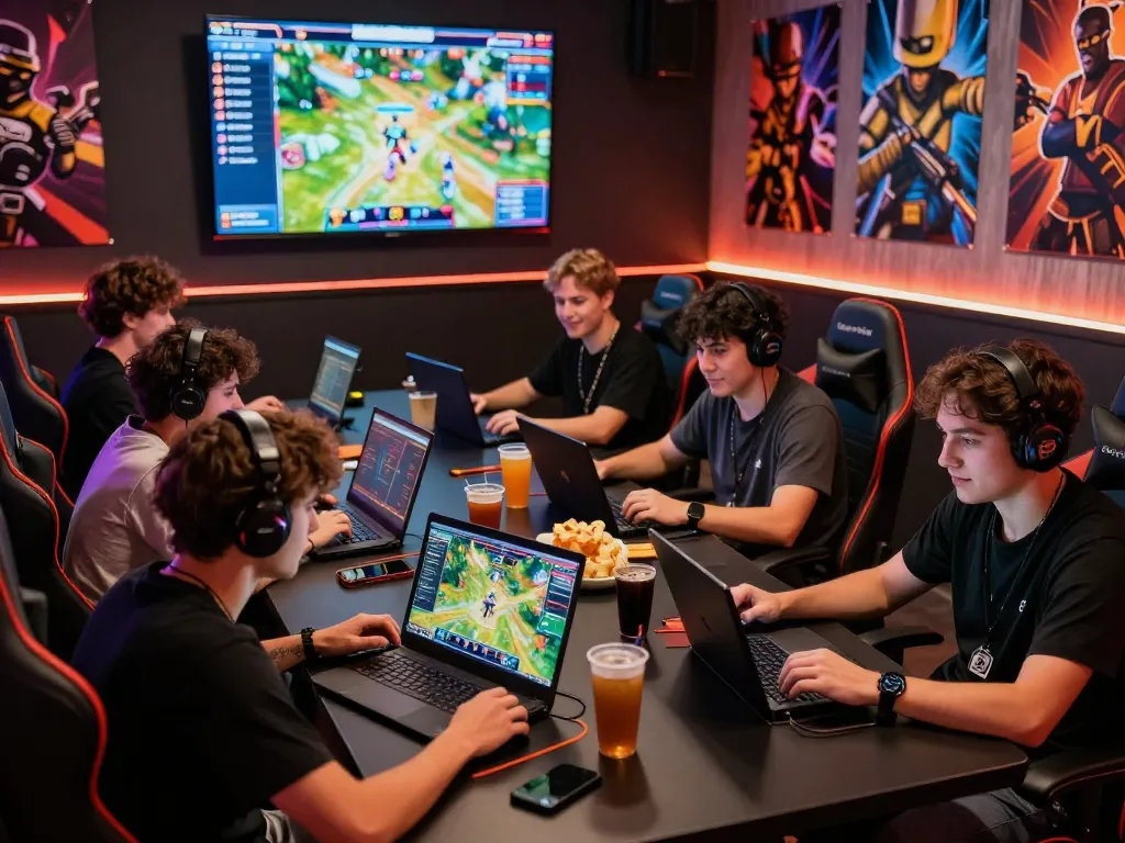 Friends enjoying a live gaming session on the bomwin platform in an engaging atmosphere.