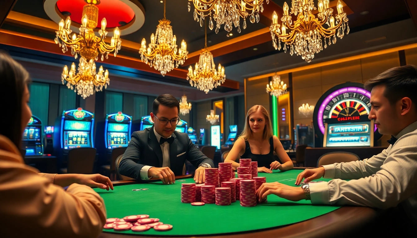 Experience intense poker action at XX88's vibrant casino table with colorful chips and decor.
