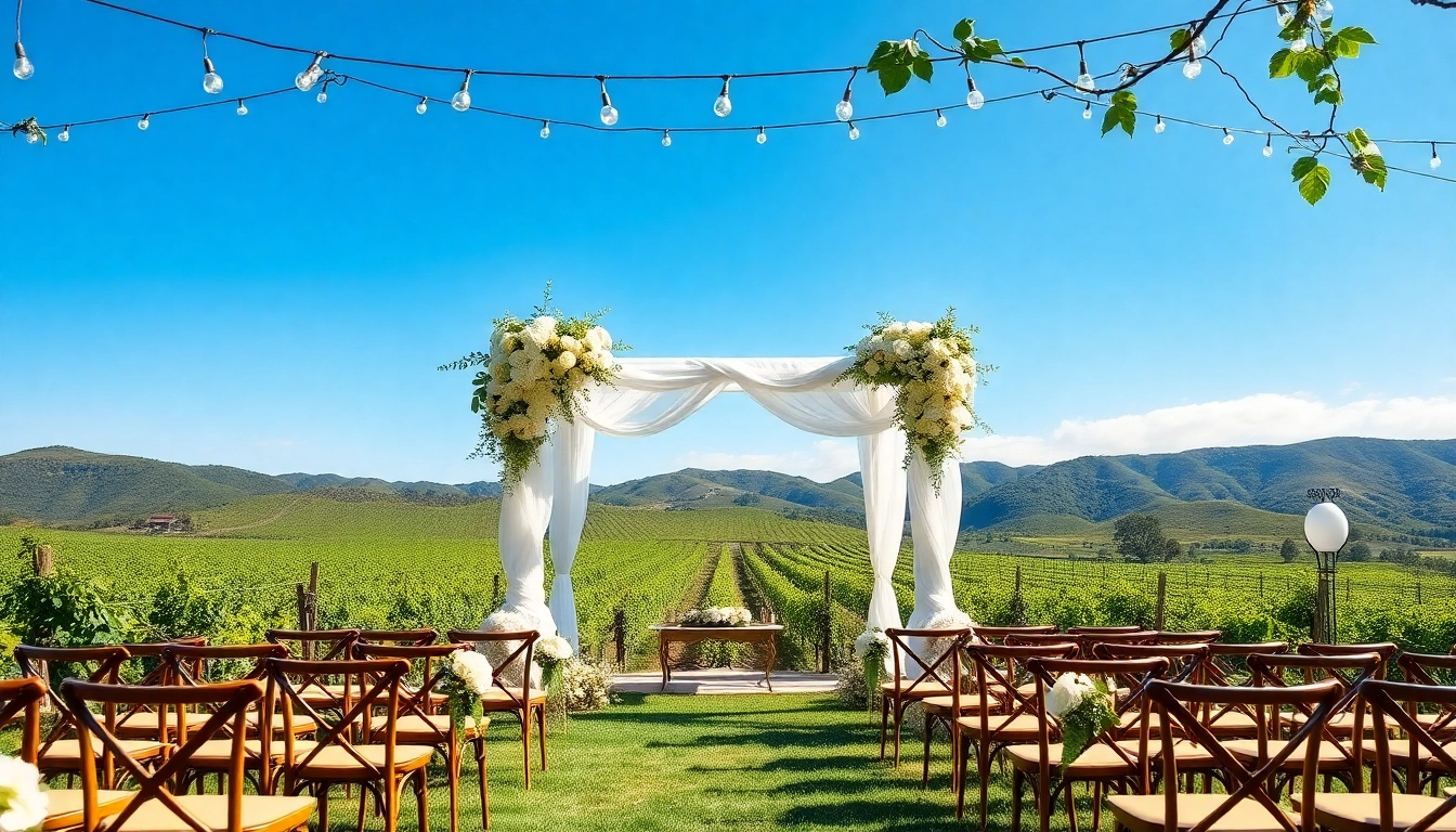 Stunning wedding venues northern California featuring lush vineyards, beautiful altar, and bright lighting.