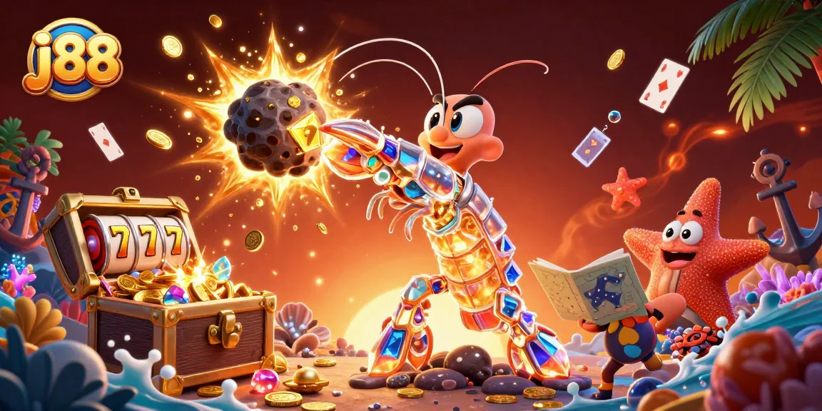 Experience thrilling wins with j88's vibrant 3D casino world packed with golden gems and dynamic game elements.