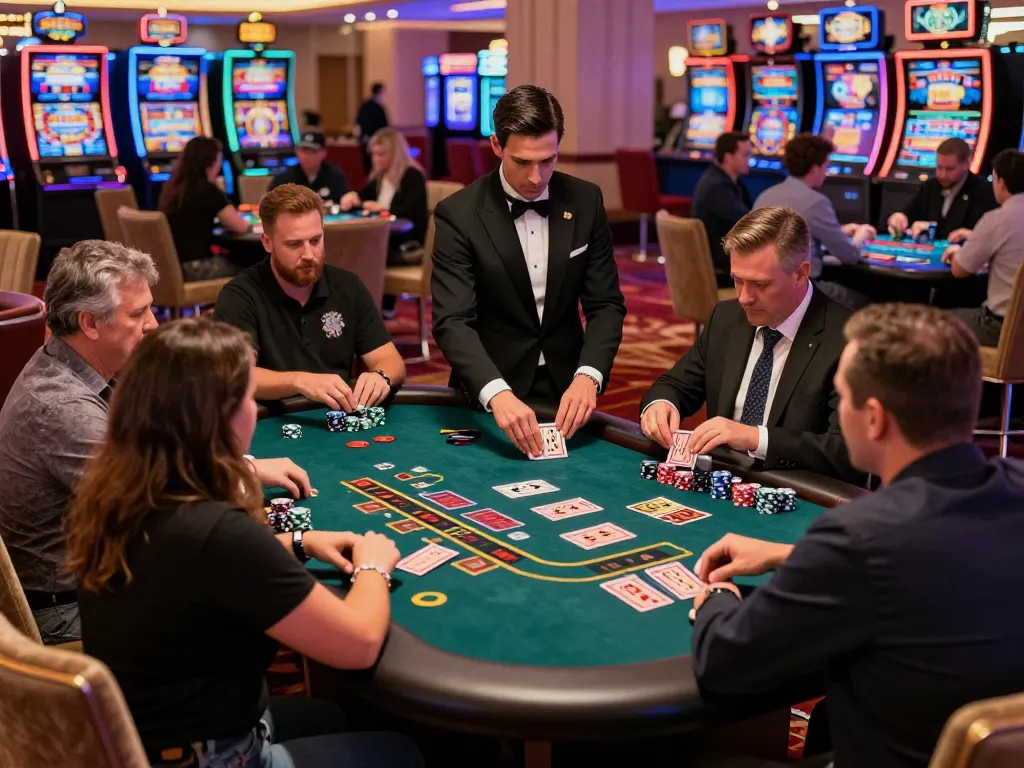 Players engaging in a thrilling blackjack game at mm88 casino, focusing on strategy and gameplay.