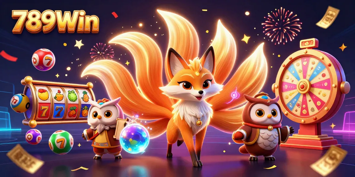 Engage with thrilling games at 789Win featuring vibrant slot reels and lottery elements.