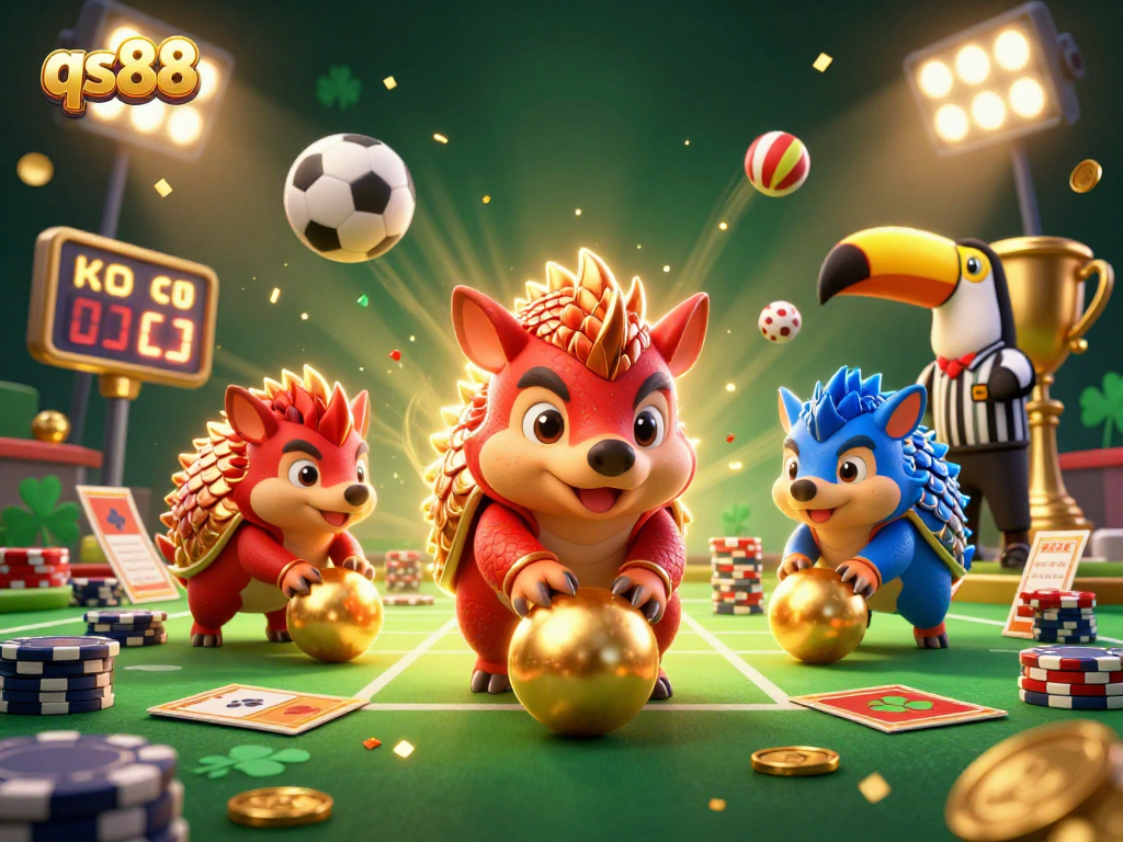 Experience exhilarating gambling at qs88 with rival pangolins bowling through poker chips while winning big.