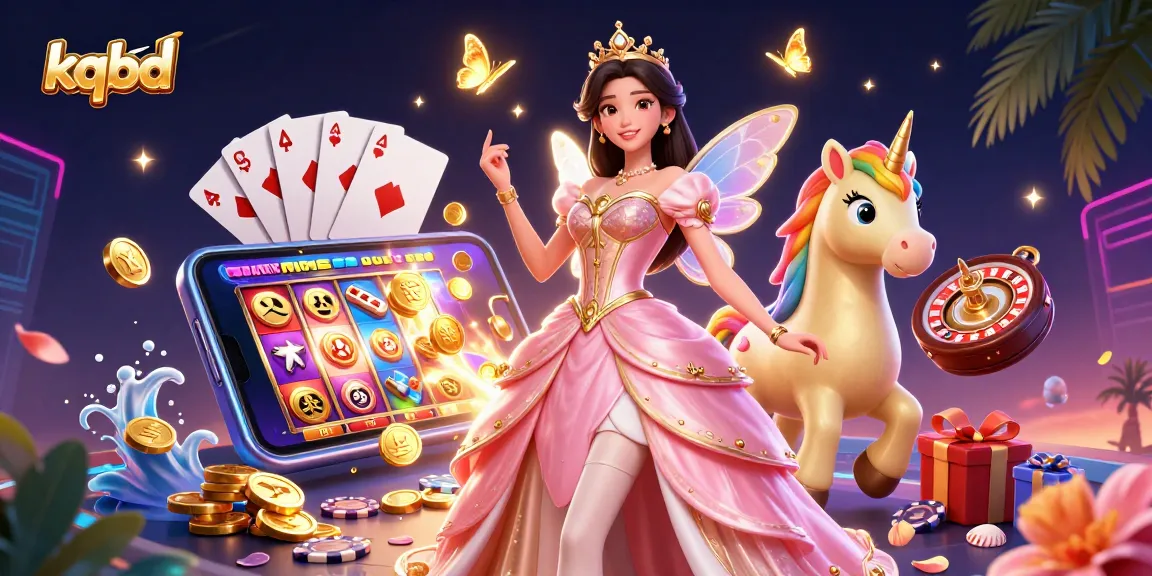 Bet on dynamic kqbd themed scene with a glamorous princess, unicorn, and casino elements.