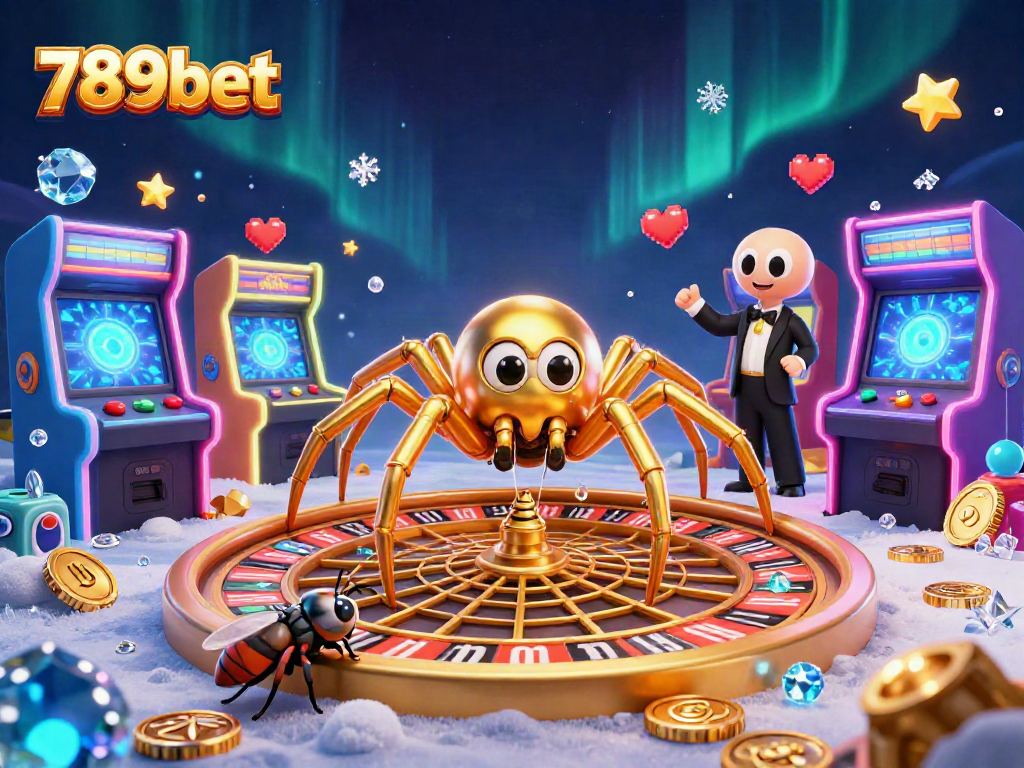 Bet on games with 789bet amidst vibrant casino and arcade elements in a 3D scene.