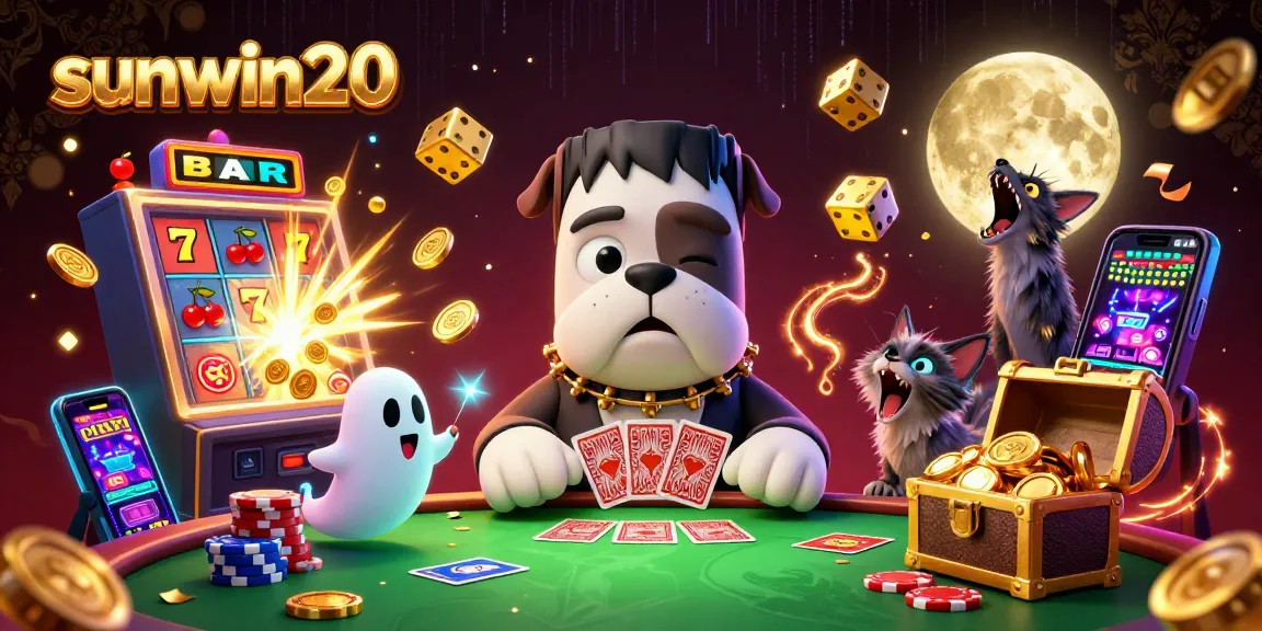 Experience the thrill of sunwin20 with a vibrant casino scene featuring monsters and jackpots.