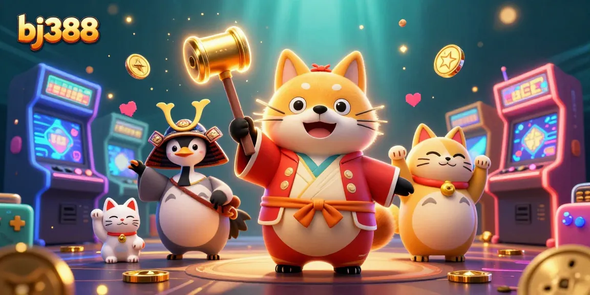 Experience captivating wins with bj388 as cheerful tanuki makes a grand entrance in vibrant casino chaos.