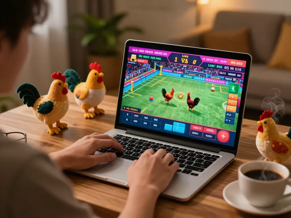 Engaging in intense đá gà mb66 betting during a thrilling online match, showcasing strategic gameplay.