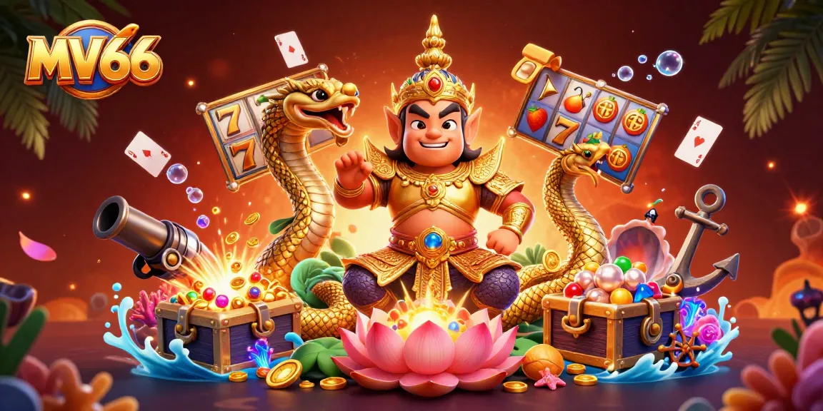 Experience MV66's vibrant online casino world featuring lively slot elements and characters.