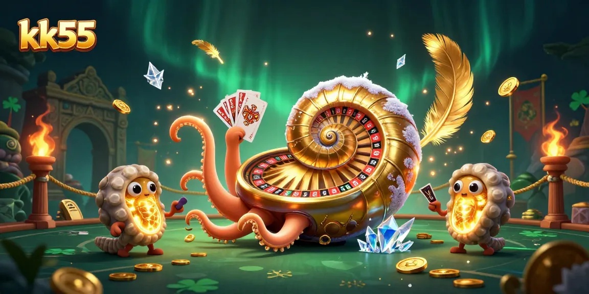 Experience thrilling gaming at kk55 with an ancient nautilus roulette wheel and glowing cards in action.