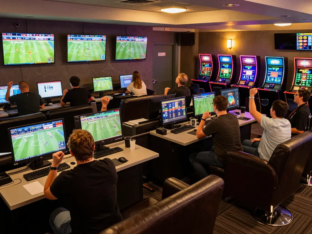 Engaged bettors celebrating wins at trang cá cược bóng đá lounge with live match odds displayed.