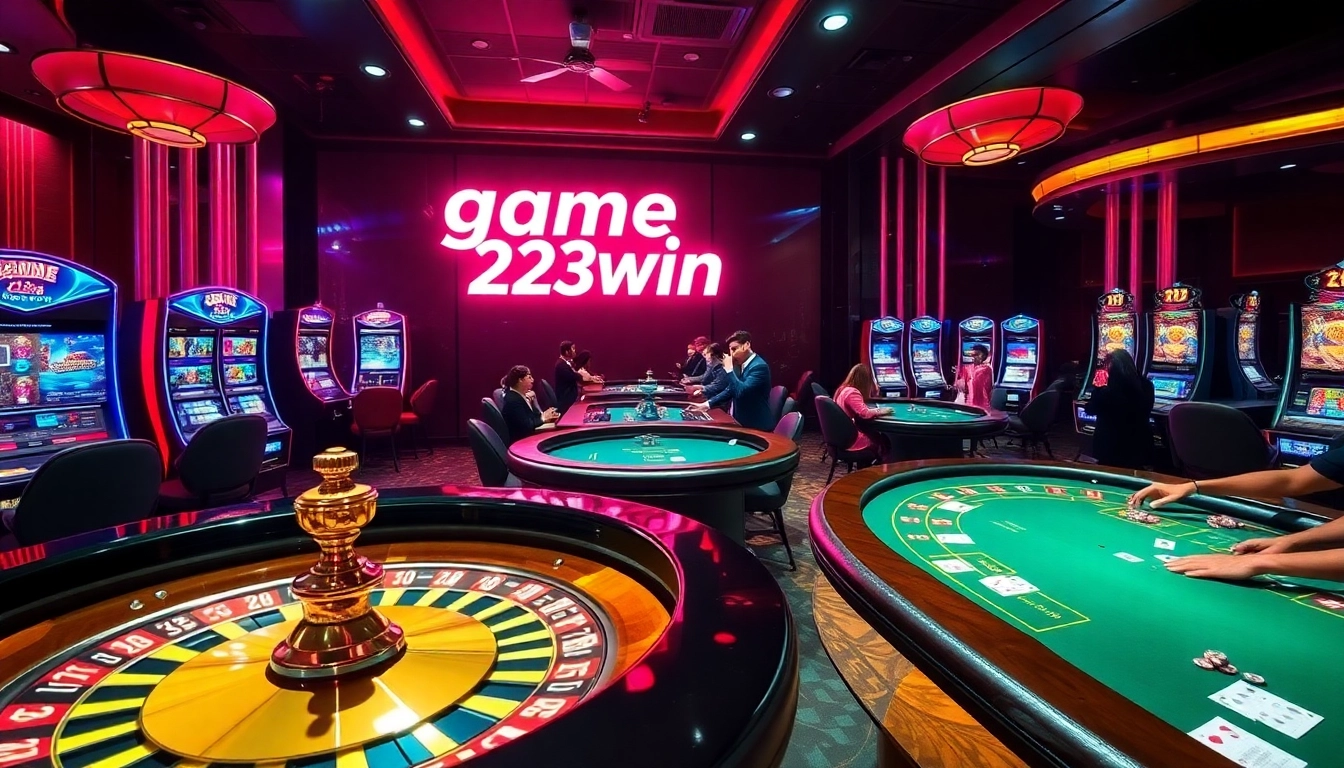 Experience the excitement of the game 23win at a vibrant casino table filled with cards and chips.