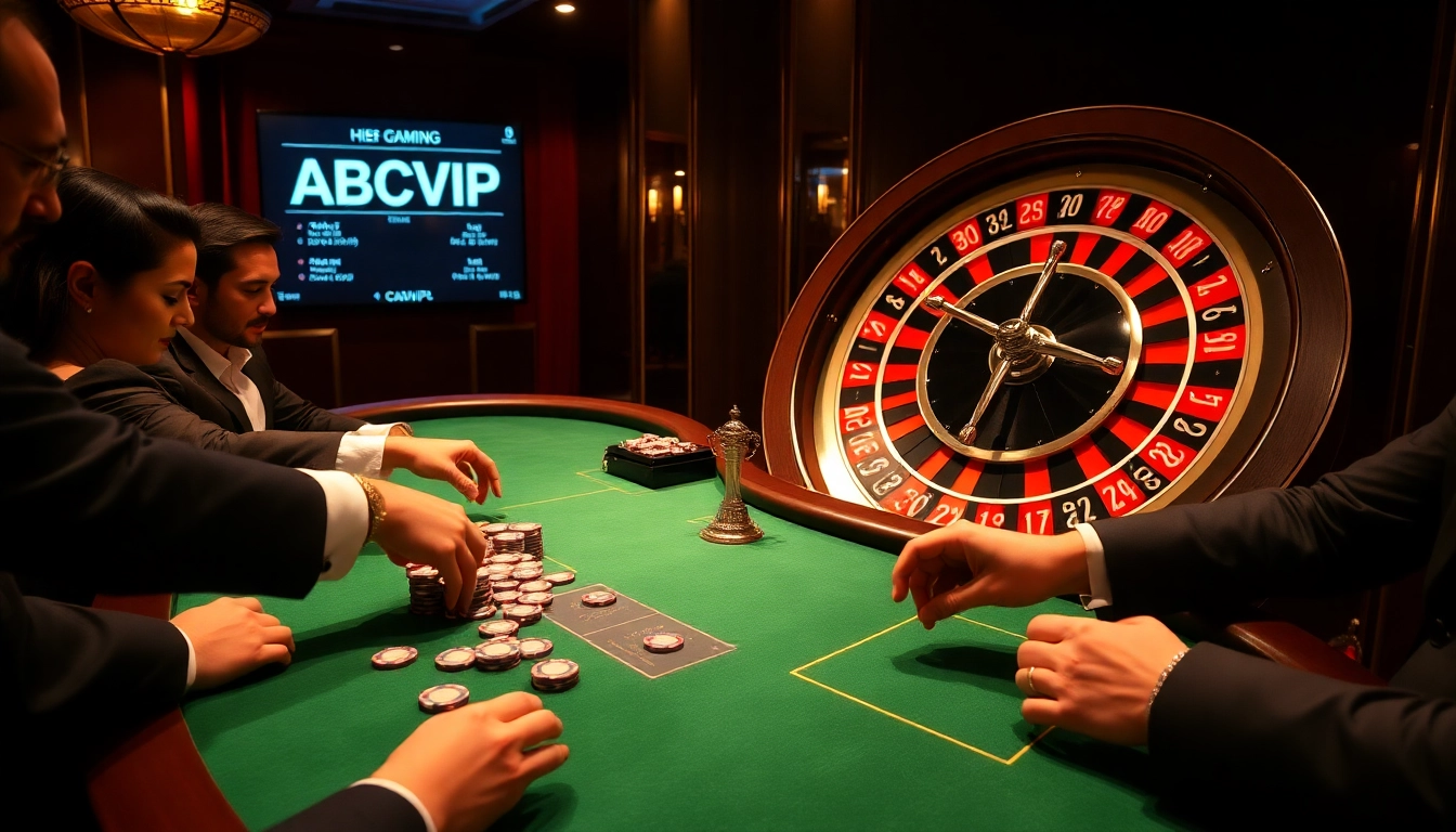 Excited players enjoying a high-stakes game at ABC VIP casino table.