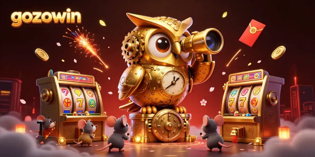 Experience the excitement of gozowin in a vibrant 3D casino scene with rich visuals and animated elements.