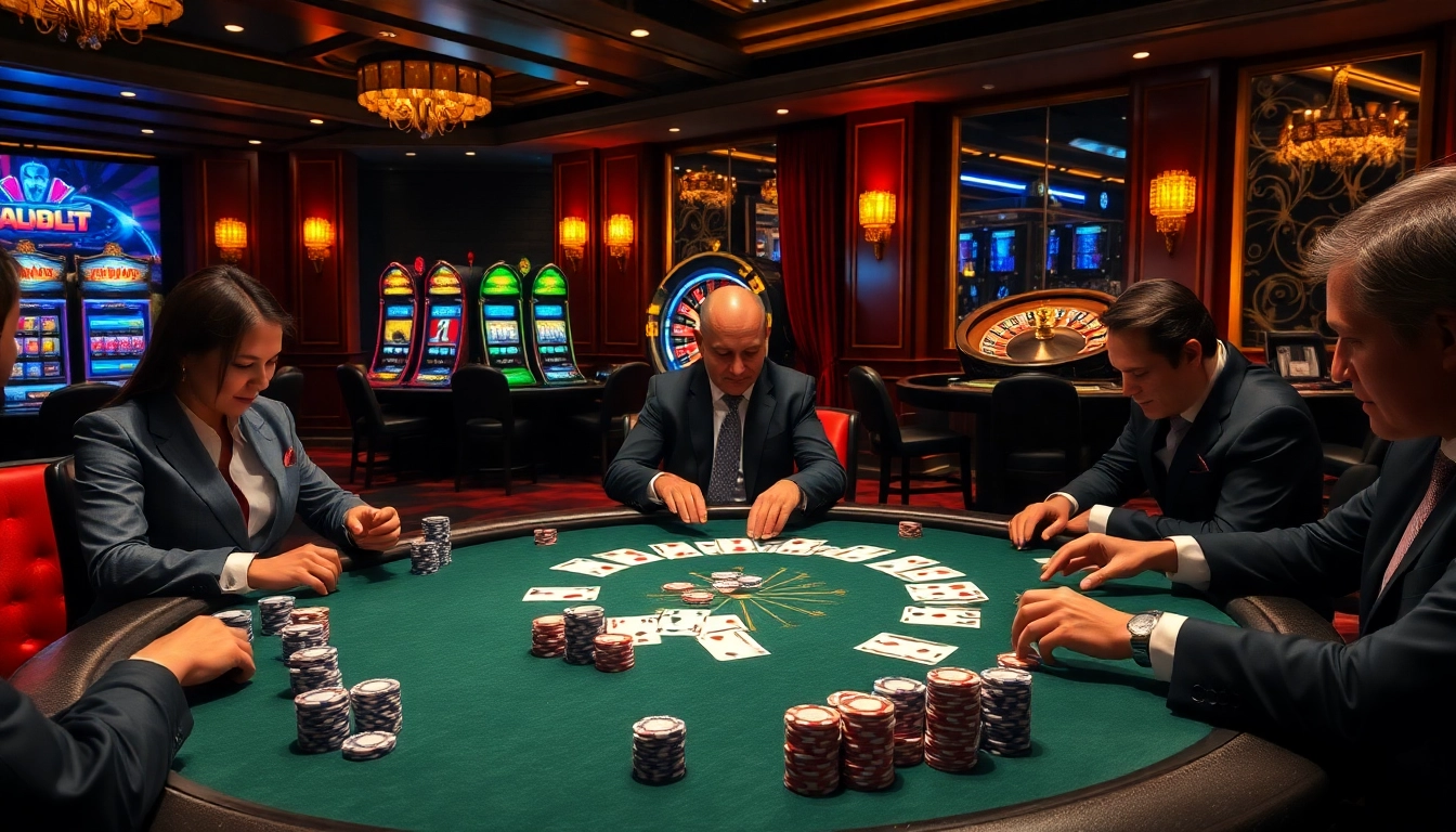 Watch intense poker action at https://fabet.free/ featuring luxurious tables, vibrant chips, and a lively atmosphere.