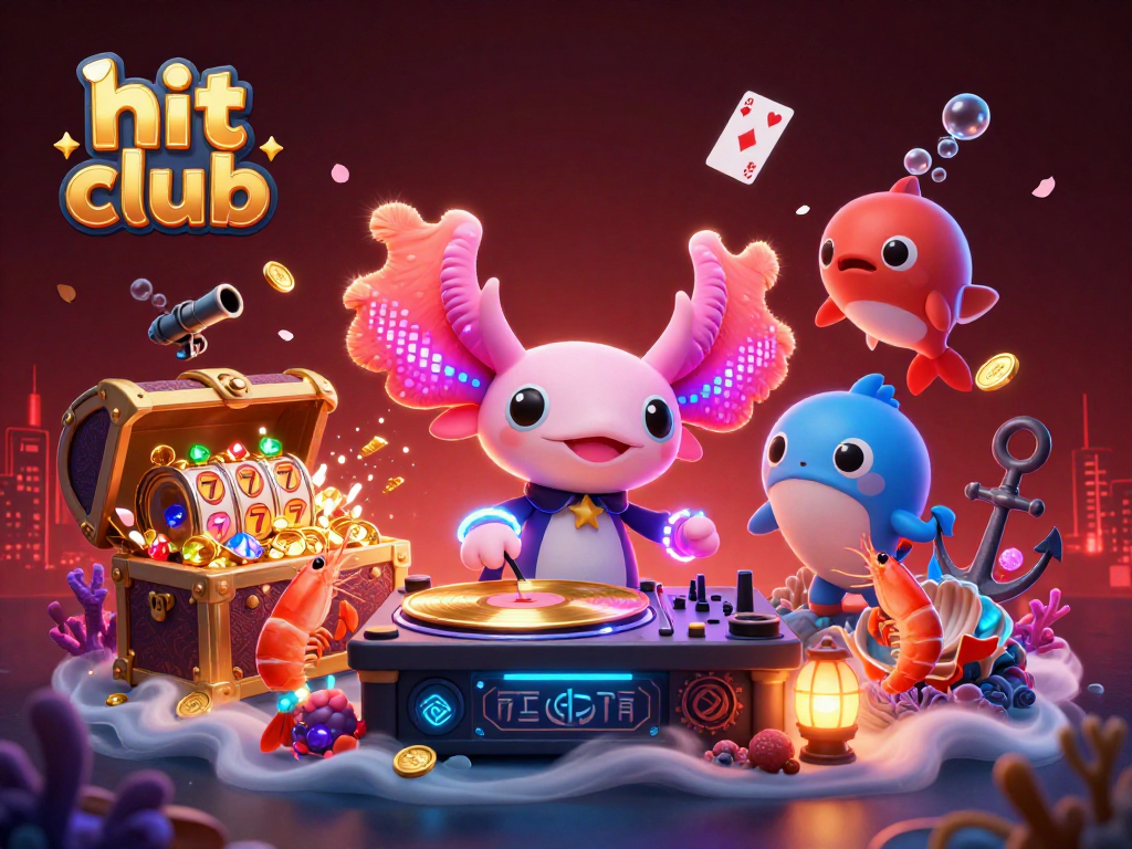 Participate in fun casino activities at hit club with colorful characters in a vibrant underwater scene.
