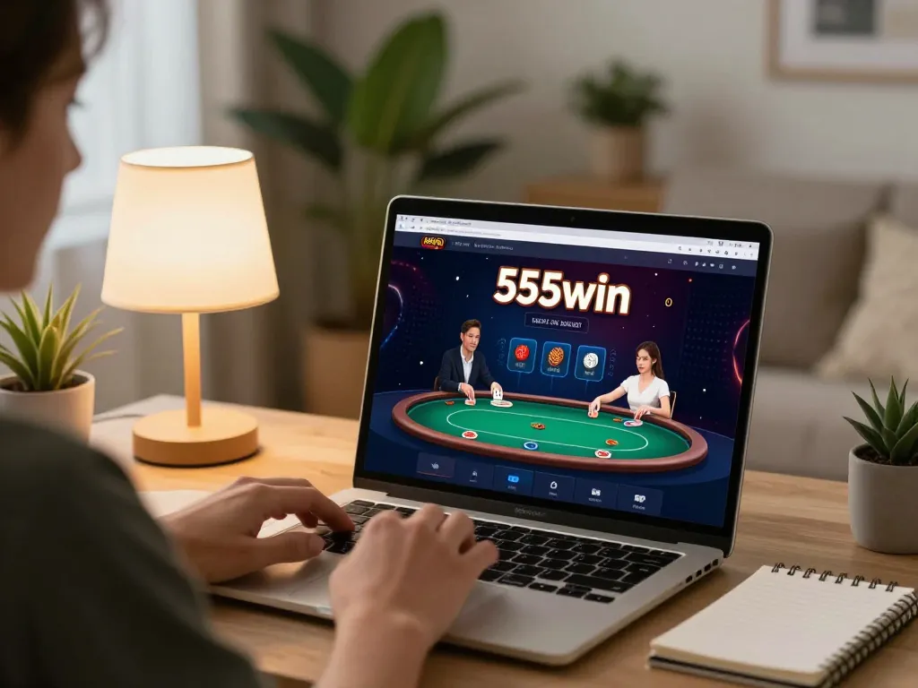 Engaging in online poker at 555win, showcasing a user-friendly interface for strategic gameplay.