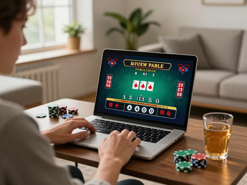 Player enjoying live dealer blackjack on hm88, showcasing strategic gambling in a cozy setting